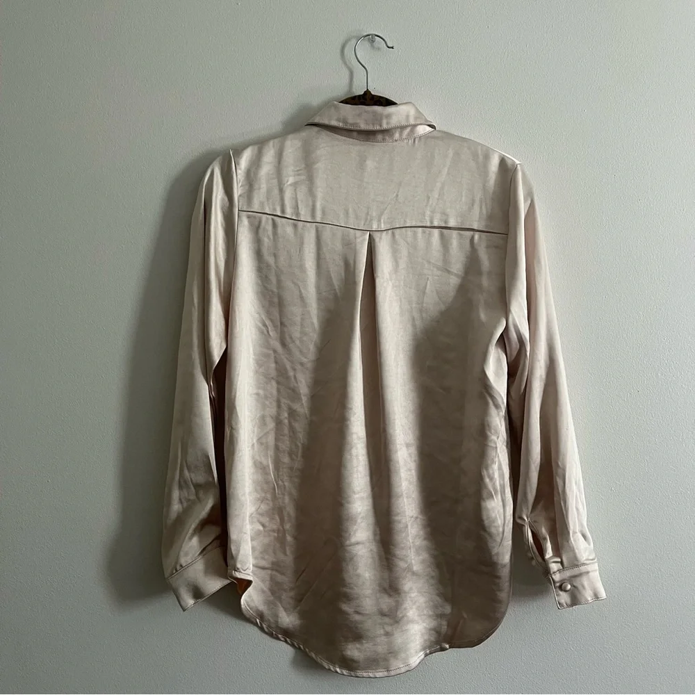 New Princess Polly Vintage vibes satin shirt in Champagne Size 0 - Picture 6 of 9